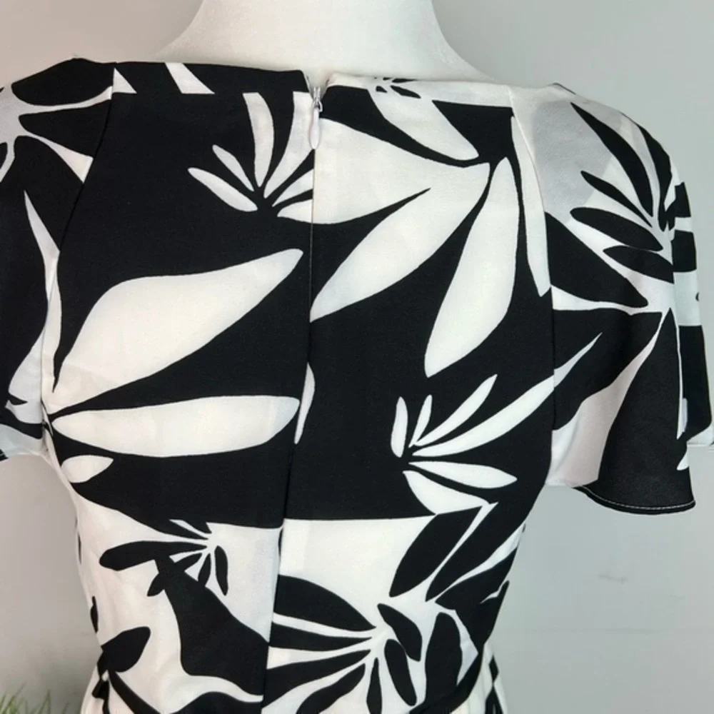 Tahari womens black and white Reverse Print Shift Dress size 4 - Picture 9 of 14